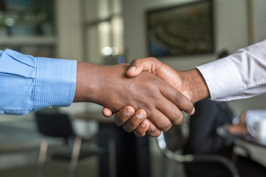 Handshake after a successful job interview
