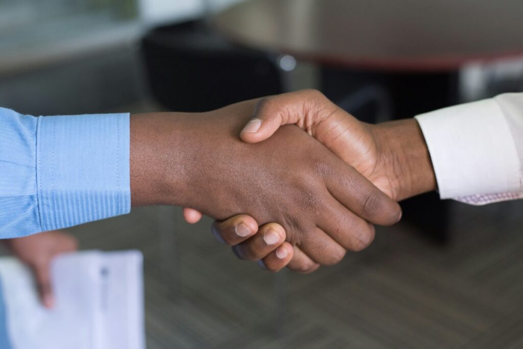 Handshake after landing a job